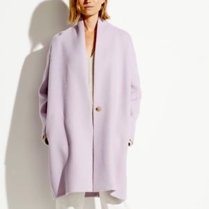 VINCE COAT WOOL COLLARLESS LONG LINE WINTER LILAC PASTEL PLUS XL NWT